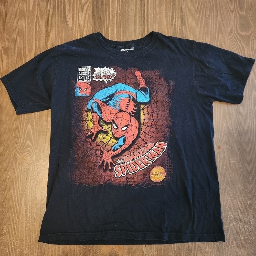 Disney Store The Amazing Spiderman T Shirt Black 100% Cotton Graphic T Mens L